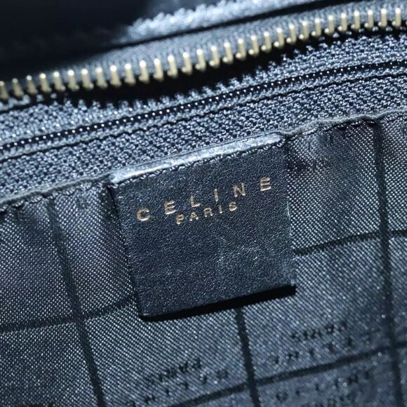 CELINE Hand Bag Leather 2way Black Gold Auth - Picture 5 of 15
